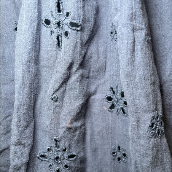 Aerie - Preppy Back to School Navy Dark Blue Eyelet Long Sleeve Blouse in Size S - Picture 7 of 7